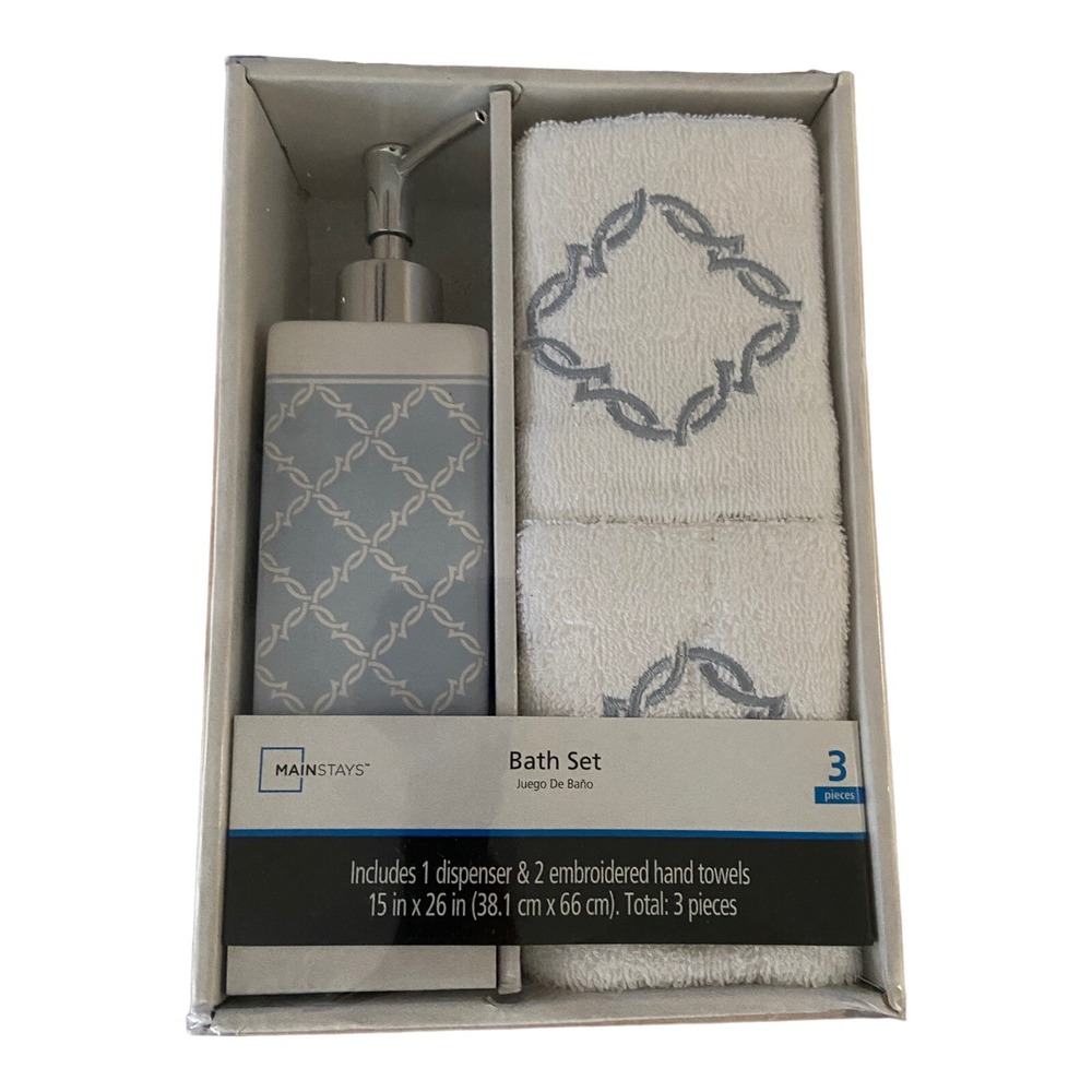 Mainstays Diamond Light Blue 3 Piece Bath Set New